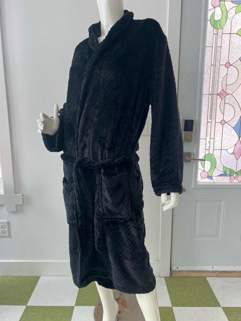 Perry Ellis Portfolio Men’s Bathrobe.Soft Plush Spa Lounge Robe size M/L